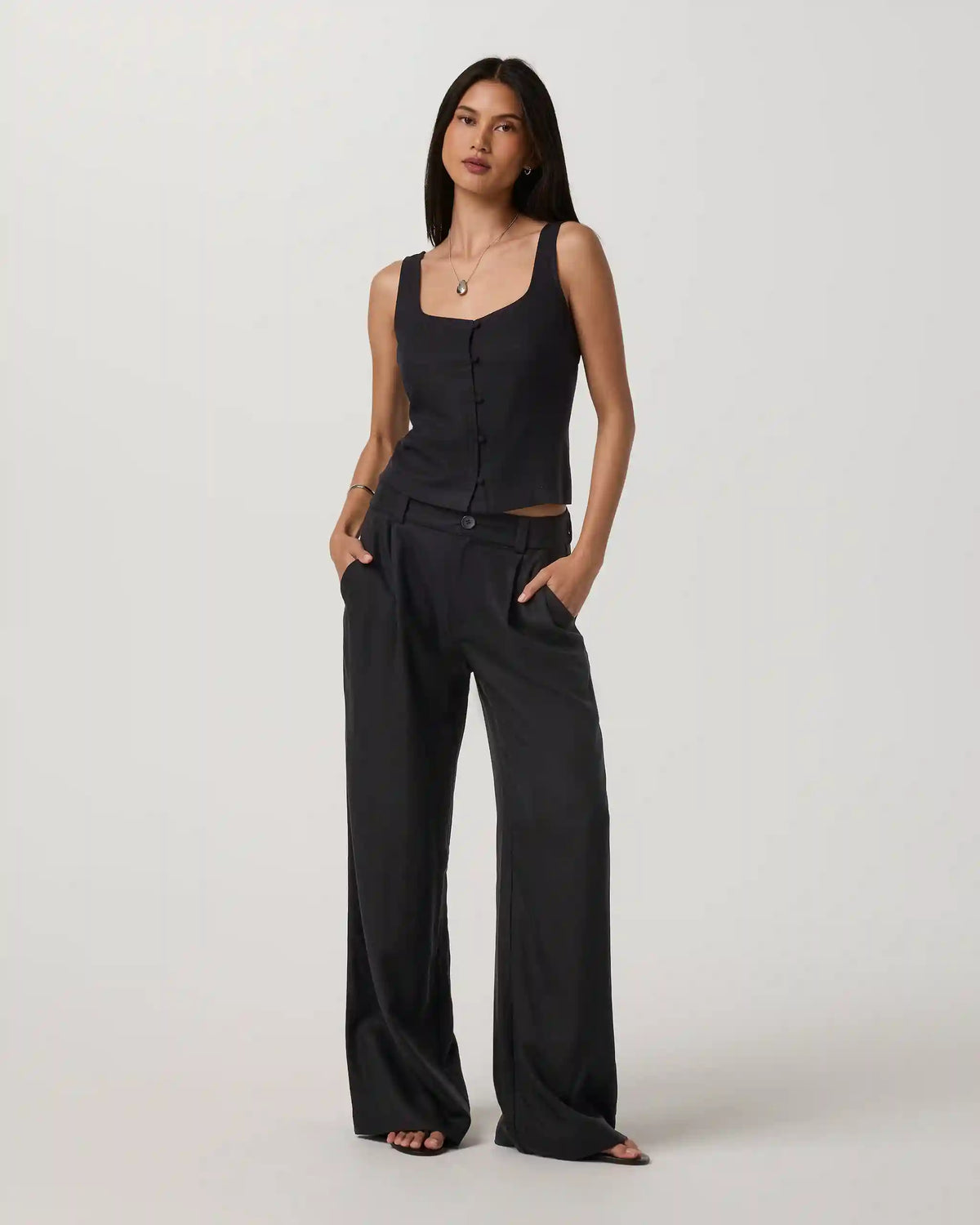 Trestles Twill Button Front Top