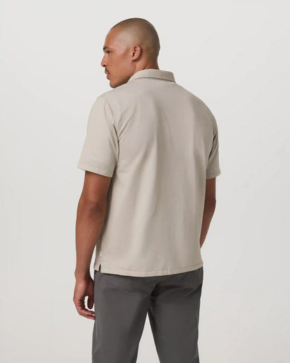 Short Sleeve Knit Oxford Camp Collar Button Down