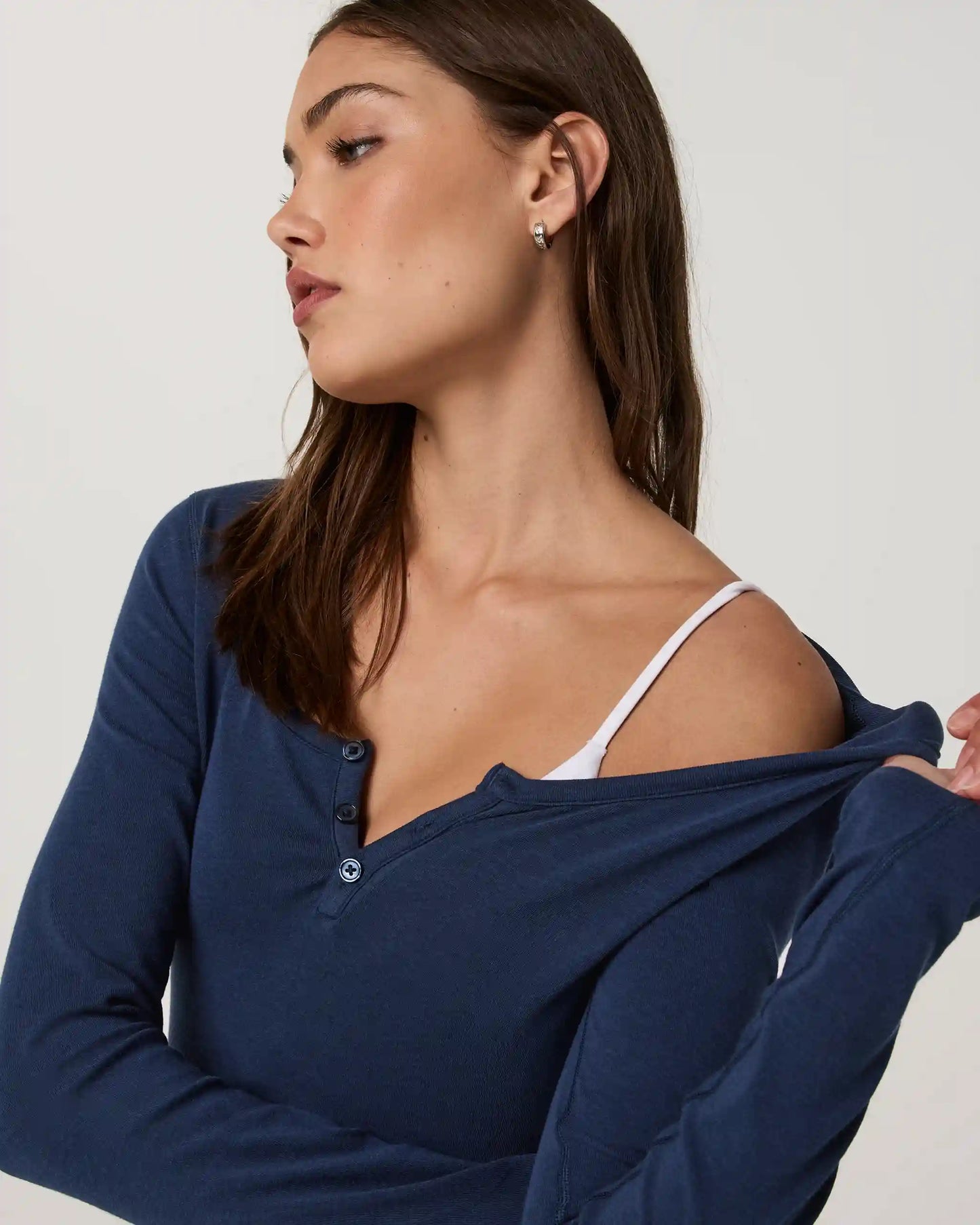 Long Sleeve Everyday Cotton Stretch Henley