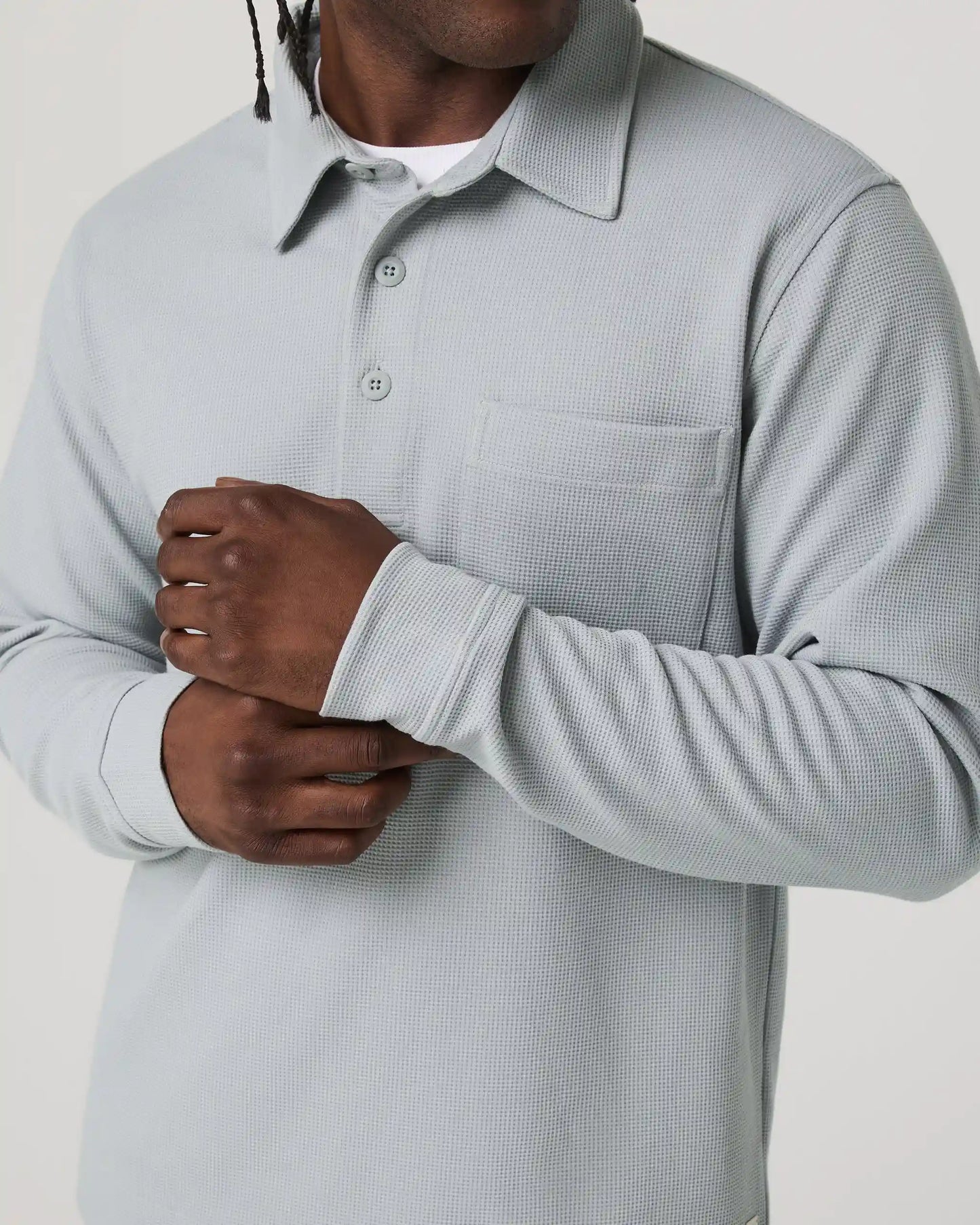 Long Sleeve Waffle Polo
