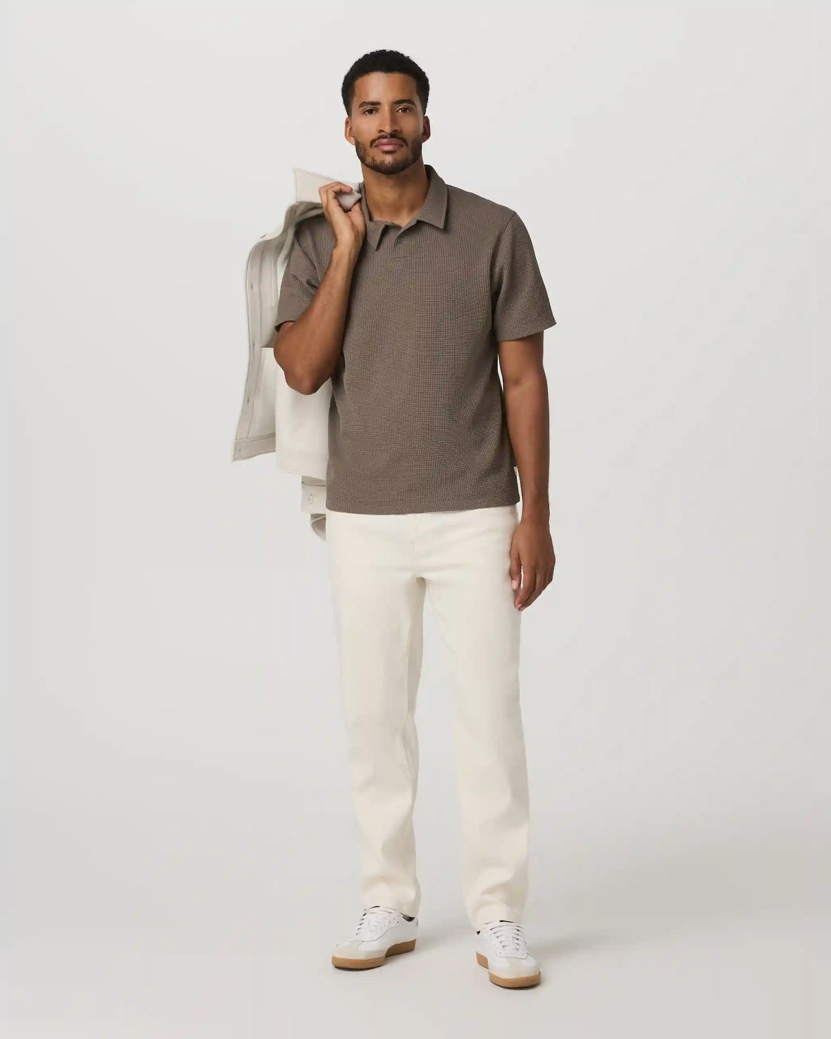 Short Sleeve Lightweight Tech Waffle Polo - Relaxed Fit