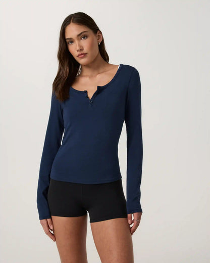 Long Sleeve Everyday Cotton Stretch Henley