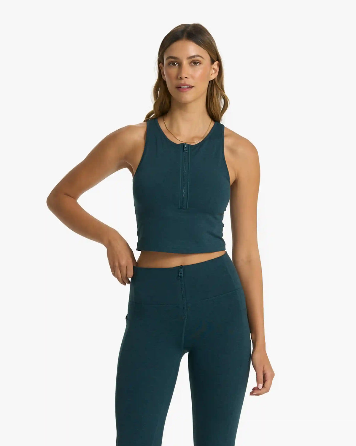 Granite Heathered Zip Tank